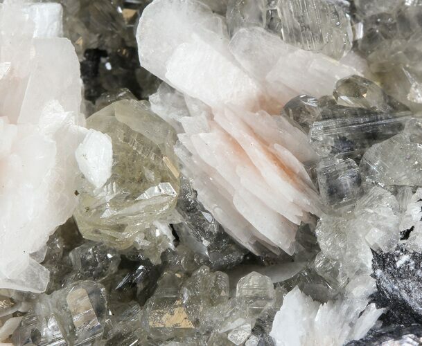 Cerussite Crystals with Bladed Barite on Galena- Morocco #44780